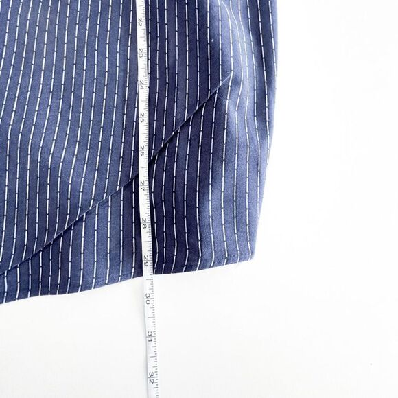 Calvin Klein Mens Dress Shirt Button Down Pinstripes Slim Fit Navy Size 17 - Picture 6 of 7